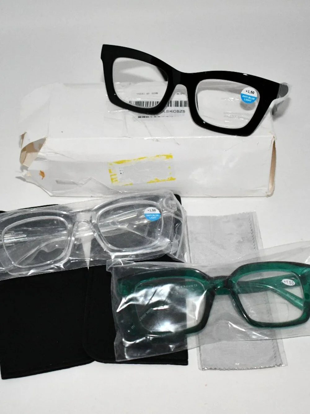 REAVEE 3 Pack Reading Glasses +1.50 Blue Light Blocking Oversized Square Readers